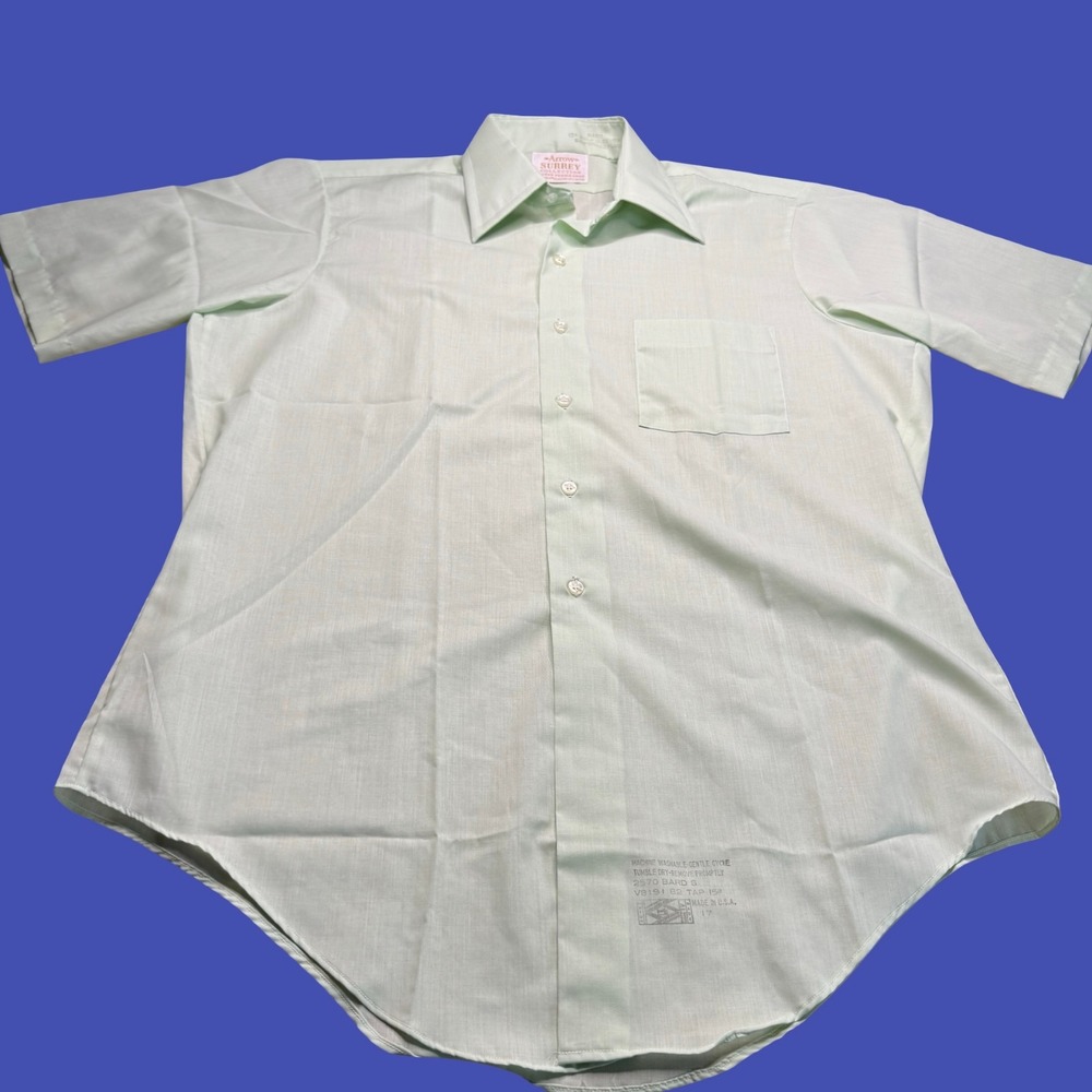 Vintage Arrow Surrey Collection Bard Shirt 15 1/2 Sanforized Short Sleeve USA